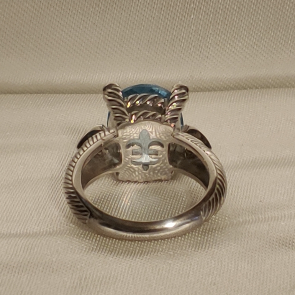 Judith Ripka blue topaz or aquamarine & cz 925ss - Picture 5 of 9